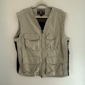 Duluth Trading Co Vest Mens LARGE TALL Tan Utility Outdoors Fishing Hunting